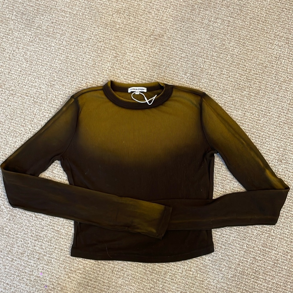 Crop top long sleeve olive green ombré cotton citizen shirt